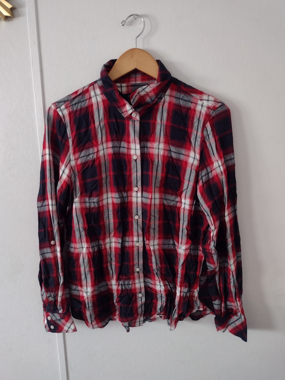 Tommy Hilfiger Womens Long Sleeve Plaid Shirt Medium